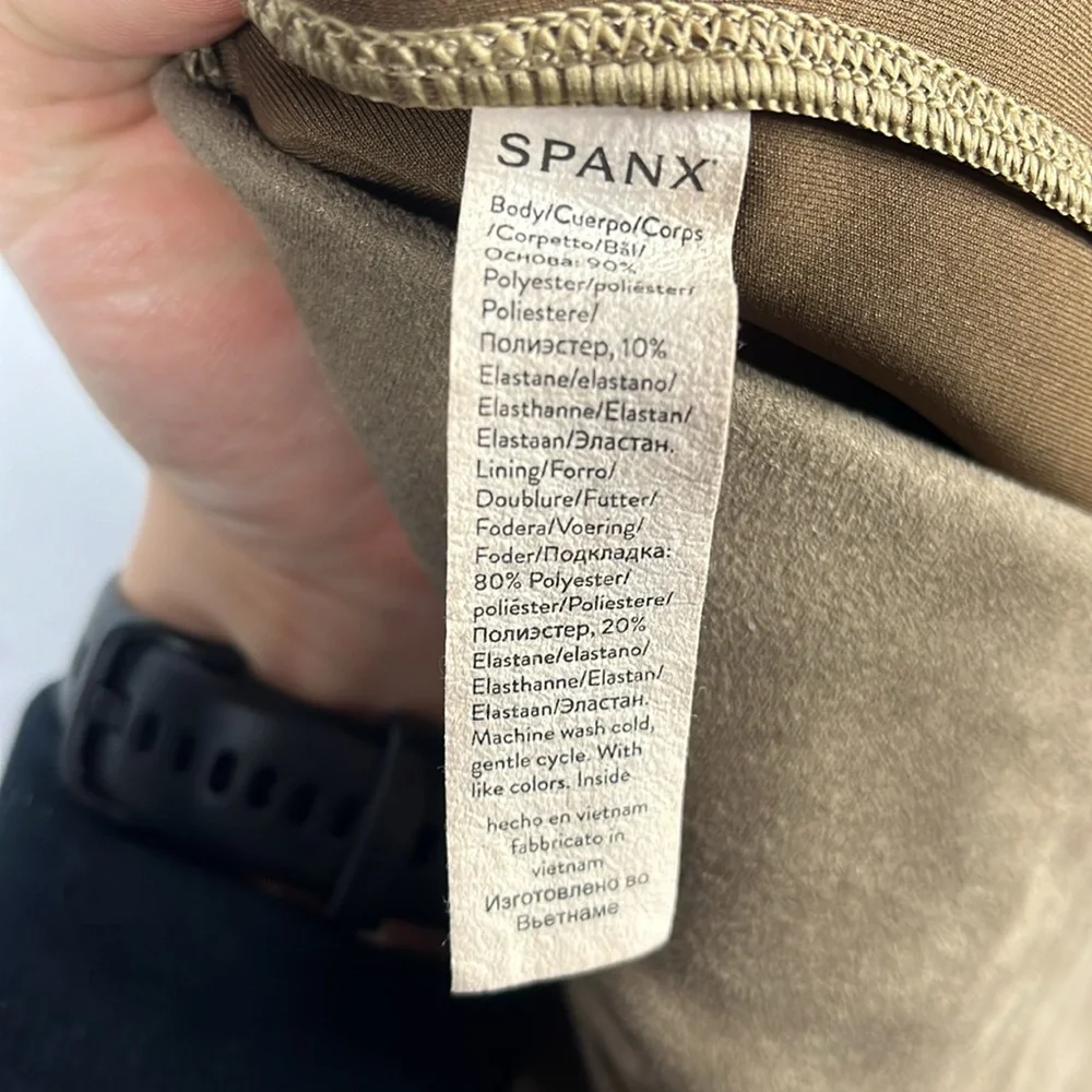 Spanx Faux Suede Stretch Leggings in‎ Camel.